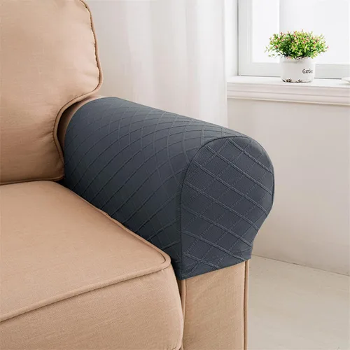 Miniatura 3 de Fundas para reposabrazos de sofá, paquete de 2 fundas elásticas para sillón, protector de reposabrazos de muebles para sofá, silla, sillón Gris