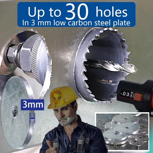 Miniatura 2 de Sierra de agujero de 4-1/2" de HSS bimetálica para madera, paneles de yeso, plástico, aluminio, acero suave, hierro, metal, acero inoxidable. Broca