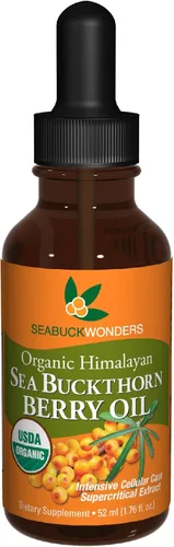 Aceite de bayas de espino cerval de mar, 100% orgánico certificado, botella de 1.76 onzas (paquete de 12)