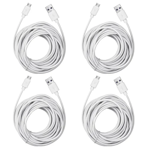 Smays Paquete de 4 cables de extensión micro USB para cámara de seguridad de 25 pies compatibles con Wyze Cam, Blink Mini, cámara YI Home, color