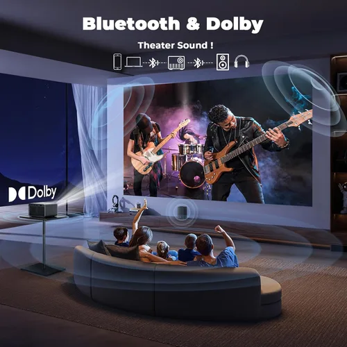 Miniatura 5 de Proyector con WiFi y Bluetooth: [1800 ANSI/Ai Auto Focus/800+ aplicaciones/compatible con Netflix] Proyector para exteriores 4K compatible con 1080P