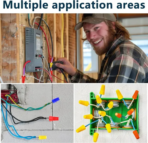 Miniatura 6 de BURMONG Paquete de 25 tuercas de alambre, conectores de cable eléctrico para 10-22 AWG, tapas de alambre giratorias con resorte, kit surtido