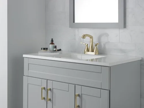Miniatura 3 de Delta Faucet Stryke - Grifo de baño dorado, grifo de baño central, tecnología de sello de diamante, ensamblaje de drenaje de metal, bronce champán