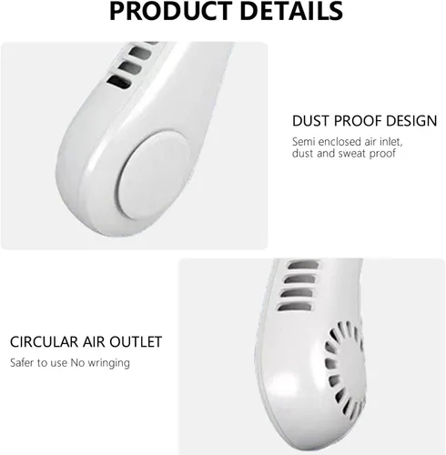 Miniatura 4 de Ventilador de cuello sin aspas, manos libres, ventilador de collar recargable, ventilador de collar de enfriamiento de 360°, ventilador de collar