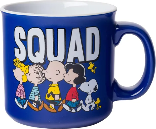 Silver Buffalo Peanuts Squad With Sally, Linus, Charlie Brown, Lucy, Snoopy y Woodstock - Taza de cerámica para caravana, 20 onzas Peanuts Squad