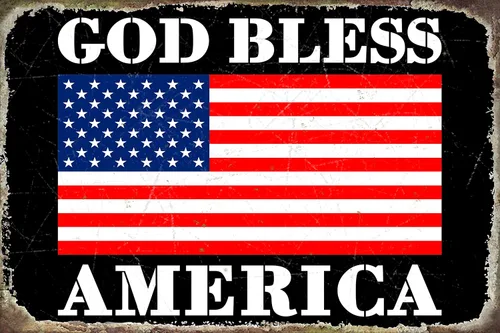 Letrero de hojalata de metal vintage con texto en inglés "God Bless America", letrero decorativo para pared, 8 x 12 pulgadas