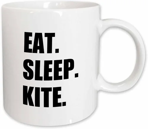 Miniatura 10 de 3dRose Eat Sleep Kite - Kitesurf kitesurf kitesurf surf 11oz Bicolor Negro Taza