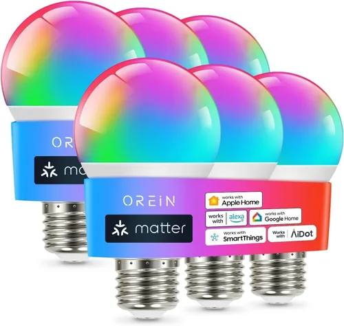 Miniatura 16 de OREiN Matter - Bombilla inteligente, bombillas inteligentes con control remoto que funcionan con Apple Home, Alexa, Google Home, SmartThings