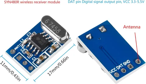 Miniatura 7 de 5 sistemas 433MHZ transmisor inalámbrico y receptor módulo de placa SYN115 SYN480R preguntar/OOK chip PCB
