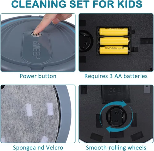 Miniatura 4 de PATKAW Robot de juguete de barrido de piso para niños, 1 robot de simulación de trapeador, robot de trapeador de suelo falso, aspiradora para niños