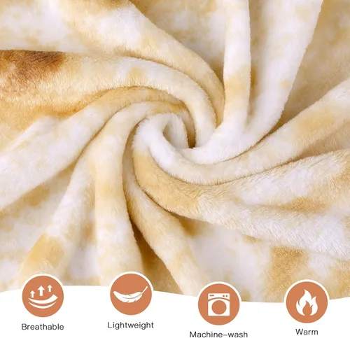 Miniatura 4 de Admitrack Manta de Tortilla Burrito 60 Pulgadas, Manta de Franela Super Suave de Doble Cara, Regalo de Elefante Blanco de Tortilla Gracioso y Marrón