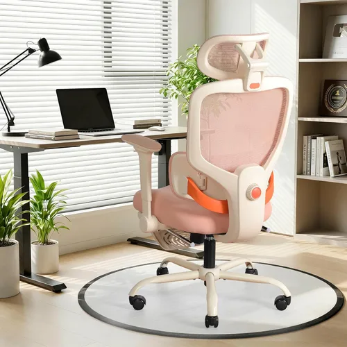 Miniatura 2 de Silla de oficina ergonómica con brazos abatibles y reposapiés 4D, silla de escritorio de malla para juegos con reposacabezas 3D y soporte lumbar