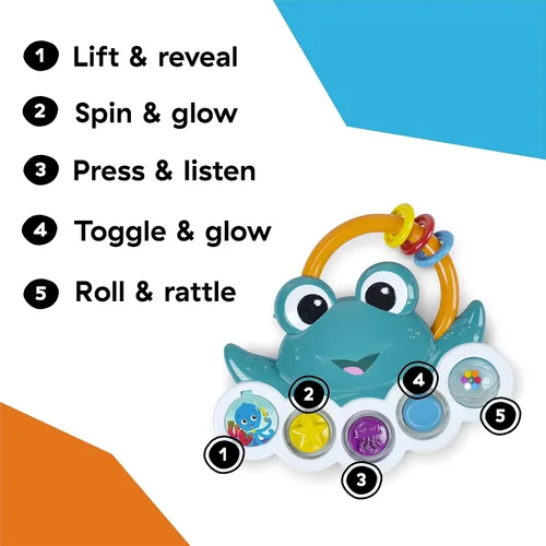 Miniatura 2 de Baby Einstein Ocean Explorers Neptune's Busy Bubbles - Juguete de actividad sensorial con luces interactivas y música, a partir de 3 meses Burbujas