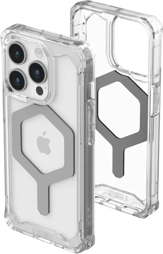 URBAN ARMOR GEAR UAG - Funda compatible con iPhone 15 Pro de 6.1 pulgadas, imán integrado Plyo Ice/Silver compatible con carga MagSafe, resistente,