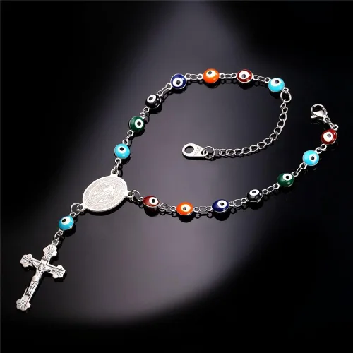 Miniatura 4 de U7 Christian Bracelets Stainless Steel 18K Gold Plated Cross Bracelet Saint Bendict Bracelet Rosary Bracelets for Men Women