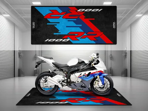 Miniatura 6 de Alfombra de estacionamiento para S1000RR modelo de motocicleta, pantalla y tapete para pozo, lavable antideslizante para garaje y sala de exposición