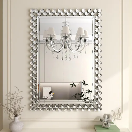 Miniatura 9 de KOHROS Crush Diamond Espejo de baño de 36 x 24 pulgadas, espejos de cristal para decoración de pared, espejo de pared rectangular para baño, entrada