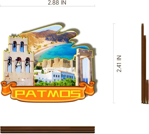 Miniatura 3 de Patmos Grecia - Imán de madera 3D para nevera, recuerdos coleccionables, decoración hecha a mano, artesanías 4