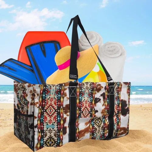 Miniatura 29 de NGIL Bolsa de comestibles reutilizable extra grande plegable de gran tamaño para comestibles, almacenamiento, picnic, playa, Bronco-negro occidental