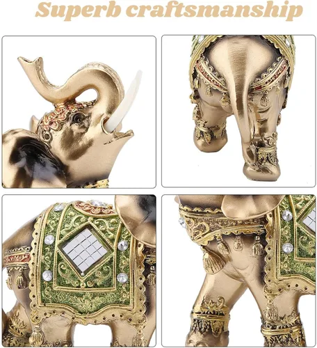 Miniatura 3 de Estatua de elefante de la suerte para decoración del hogar, tienda y recepción, elefante tailandés de la buena suerte Feng Shui, tres tamaños