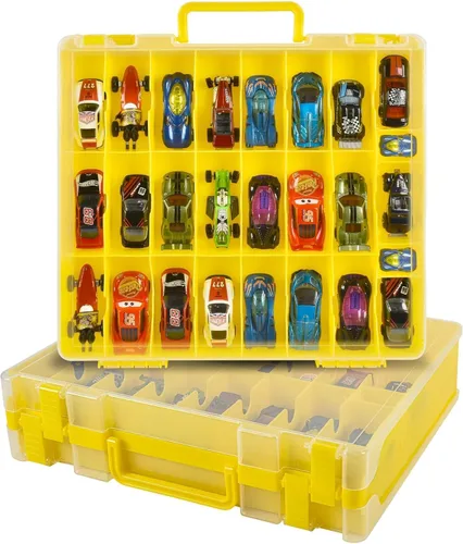 Estuche organizador de almacenamiento de juguetes compatible con autos Hot Wheels/para autos Matchbox. Contenedor de exhibición y transporte para