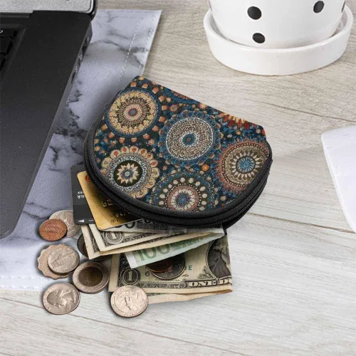 Miniatura 3 de IBILIU Monedero pequeño con diseño de manzanillas sobre fondo azul, mini, monedero, monedero, monedero, cambio, para mujeres y hombres, Moneda-002