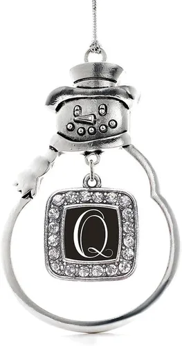 Miniatura 98 de Inspired Silver - Adorno de rodillo de reina - Adorno cuadrado de plata con muñeco de nieve con joyas de circonita cúbica