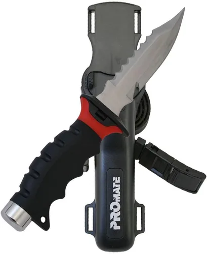 Miniatura 2 de Promate KF510-Negro, cuchillo de buceo de acero inoxidable con punta afilada