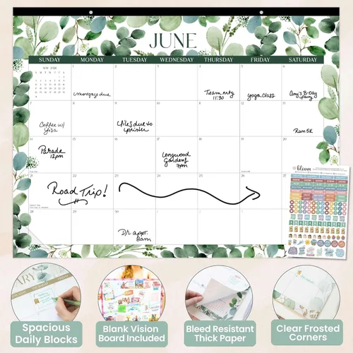 Miniatura 5 de bloom daily planners Calendario de Escritorio GRANDE 2026 - Calendario de Pared XL de enero a diciembre - 21" x 16" Planificador Mensual de Greenery