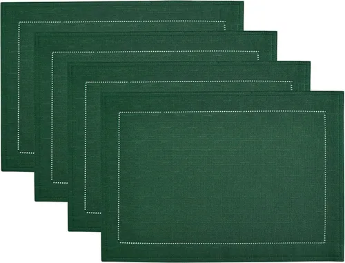 Miniatura 11 de Elrene Home Fashions Alison Mantel Individual de Tela con Diseño de Borde de Ojales Resistente a las Arrugas, Juego de 4, 13"x19", Arándano Rojo
