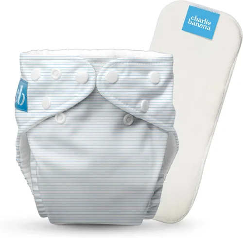 Charlie Banana Pañales de tela, reutilizables, lavables, ajustables, talla única, para bebés y niños pequeños, con inserto absorbente, rayas de
