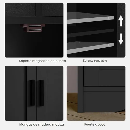 Miniatura 7 de Iwell Armario de almacenamiento con puertas y estantes, armario de despensa de cocina, gabinetes de baño para sala de estar, cocina, lavandería