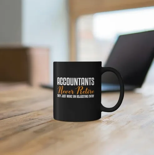 Miniatura 4 de Taza negra de contador jubilado, taza de contabilidad de jubilación, divertida taza de contabilidad CPA para auditor jubilado (11 onzas)