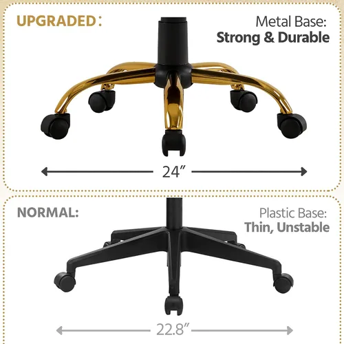Miniatura 7 de Yaheetech Silla de Oficina de Respaldo Medio de Cuero PU Silla de Escritorio Ejecutiva Ajustable con Soporte Lumbar Patas Doradas Asiento Negro