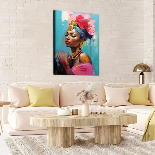 Miniatura 190 de Arte de pared afroamericano, decoración de rey y reina bailarín negro para sala de estar, arte de pareja de amor negro para dormitorio, lienzo
