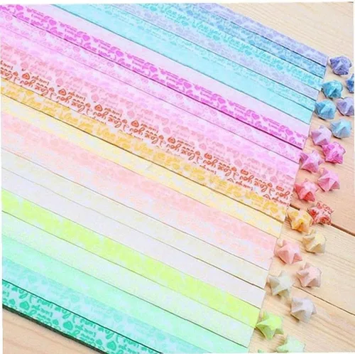 30 piezas de papel luminoso de estrella de la suerte, papel plegable para manualidades, papel de origami, regalo para amigos (color al azar)