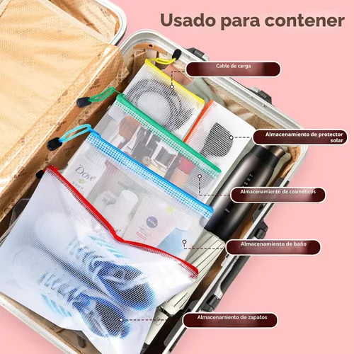 Miniatura 6 de 24 piezas de bolsas de malla con cierre - 8 tamaños de bolsas de plástico con cierre para organización, bolsas de malla con cierre, bolsas de viaje