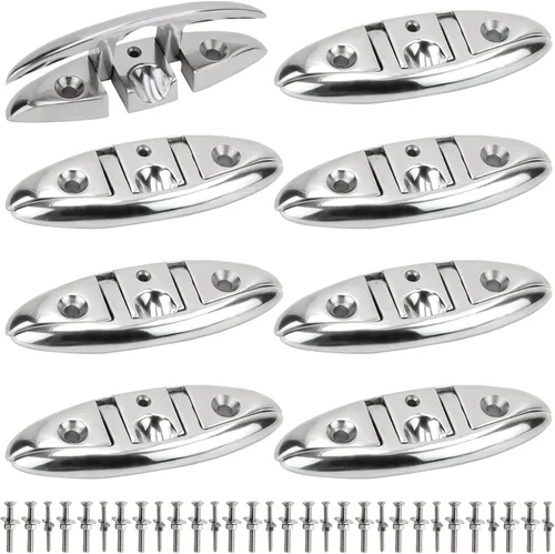 Miniatura 14 de Tacos de Barco Laorde 5" 6 pulgadas de Acero Inoxidable 316 Tacos Plegables de Grado Marino Taco de Cuerda Abatible Taco de Muelle para Barco, Kayak