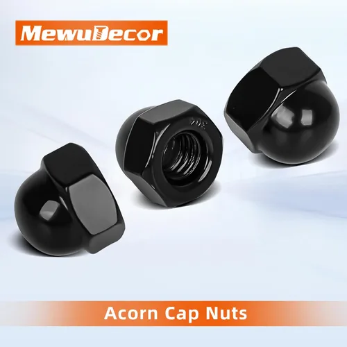 Miniatura 3 de 1/2-13 tuercas de casquillo de bellota, acabado negro, 10 unidades Acero inoxidable 304 18-8
