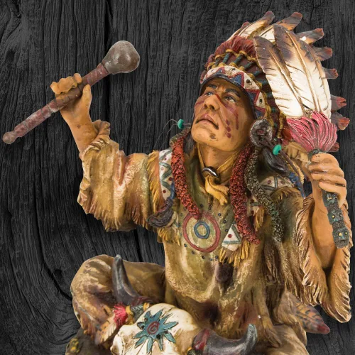 Miniatura 5 de United Cutlery Escultura de resina del jefe nativo americano, hermosa decoración para el hogar, detalles exquisitos, cultura india de llanuras