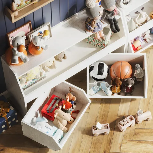 Miniatura 5 de Fulhope Organizador de almacenamiento de juguetes para niños, gabinete de almacenamiento de juguetes con cajones, estante de juguetes para niños