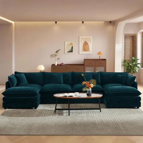 Miniatura 41 de Sofá seccional modular convertible de 76.7", sofás de dos plazas de chenilla con asiento profundo y cojines tipo loveseat para sala de estar, Beige