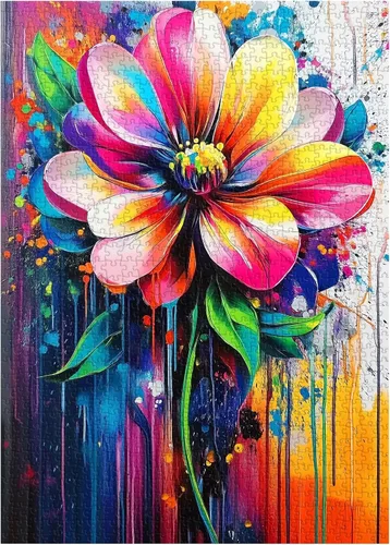 Miniatura 2 de Rompecabezas de 1000 piezas de flores arcoíris para adultos, rompecabezas de arte floral natural, rompecabezas de plantas degradadas coloridas como