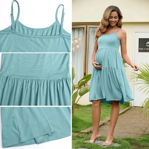 Miniatura 151 de GINKANA Vestido de maternidad sin mangas para mujer, con tirantes ajustables, vestido casual de verano para uso diario o baby shower