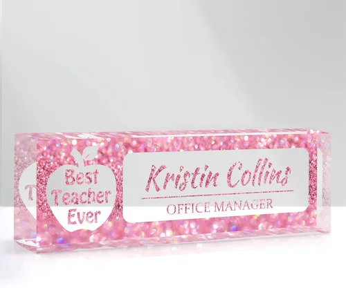 Miniatura 38 de Placa de nombre personalizada para escritorio, placa de nombre personalizada en cristal acrílico transparente, regalos de agradecimiento para Tinta