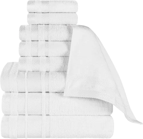 Miniatura 64 de Superior Juego de toallas de algodón de 9 piezas, toallas absorbentes suaves de felpa, artículos esenciales de baño, ducha, lujo, esponjosas