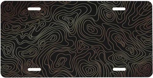 Placa de matrícula de aluminio con contorno dorado topográfico, cubierta de metal para matrícula delantera de coche, accesorio decorativo para el