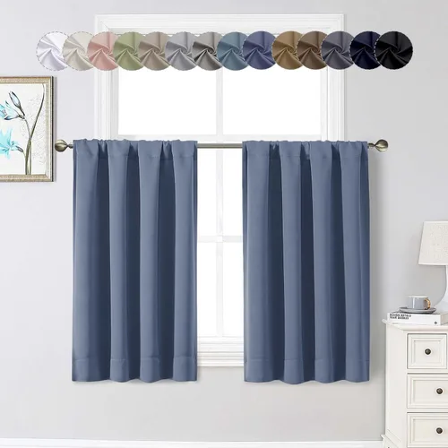 Miniatura 232 de Cortinas opacas para dormitorio, sala de estar, juego de 2 paneles de 54 pulgadas de largo, cortinas de oscurecimiento de habitación con aislamiento