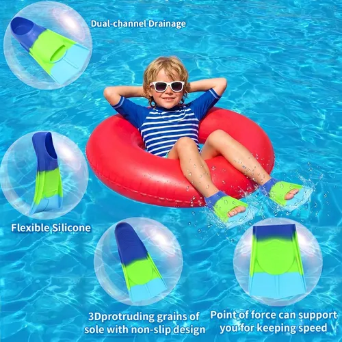 Miniatura 3 de Aletas de Natación para Niños, Aletas Cortas Cómodas para Natación de Vueltas y Entrenamiento para Niños, Niñas, Niños, Principiantes