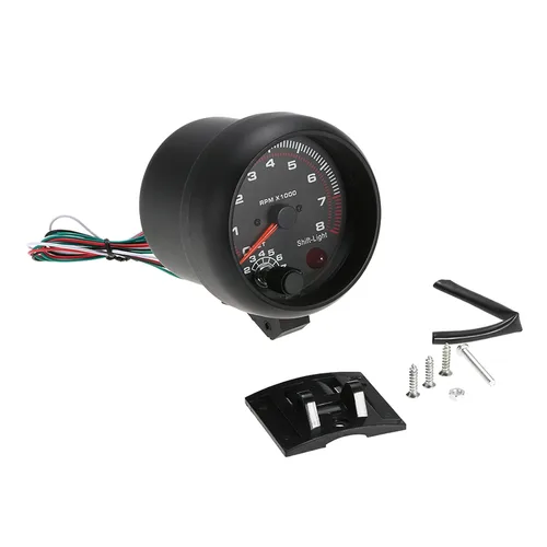 Miniatura 8 de Shkalacar 3.75 pulgadas, medidor de tacómetro universal para automóvil, kit de tacómetro automotriz, luz blanca de cambio entre 0-8000 RPM